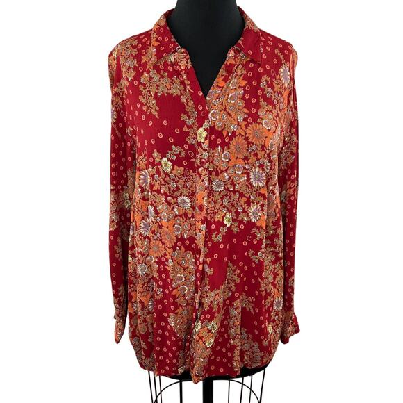 ASOS 70's Slim Fit Button-Up Long Sleeve Shirt in Retro Daisy Print Top Plus 16 - Picture 1 of 7